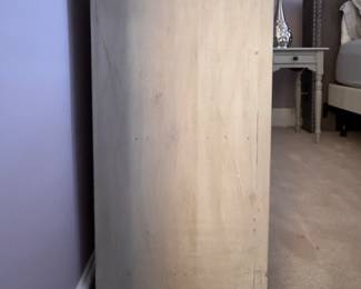 Hand-Carved Two-Door Accent Cabinet with Distressed Whitewash Finish. Measures 47" W x 16" D x 35" H. Photo 7 of 7.