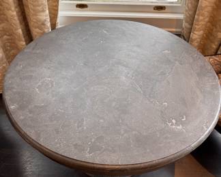 Arhaus Luca Round Stone Pedestal Dining Table. Measures 60" D. Photo 2 of 2. 
