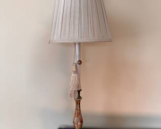 Hand-Painted Candlestick Style Table Lamp with Tassel. Measures 32" H. Photo 1 of 3.