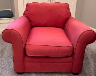 Bauhaus Club Chair Upholstered in "Club House Rub" Red Cotton Duck Cloth - Only One. Measures 41" W x 36" D. Photo 1 of 3.