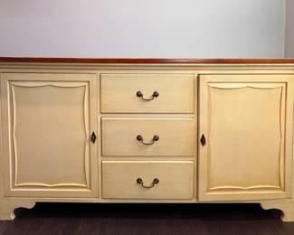 English Country Style Sideboard / Console with Three Drawers and Two Cabinets. Measures 68" x 22" x 34". Photo 1 of 4.