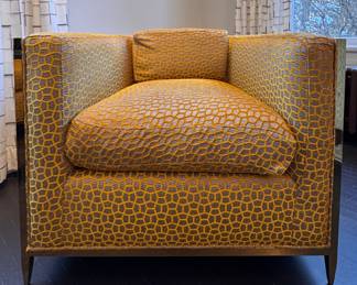 Caracole Couture Modern Ice Breaker Swivel Club Chair with Gold Bullion Metal-Tone Frame - 2 Available. Each Measures 36" W x 36" D. Photo 1 of 3.