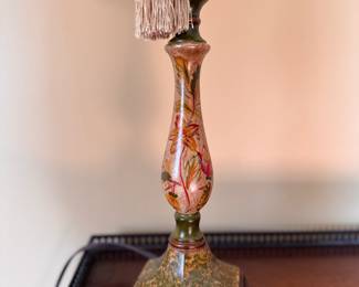 Hand-Painted Candlestick Style Table Lamp with Tassel. Measures 32" H. Photo 2 of 3.