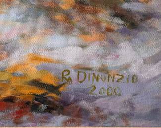 Winter Landscape. Oil on Canvas. Signed by Artist R. DiNunzio. Measures 45" x 44". Photo 2 of 2.