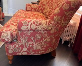 Century Furniture Floral Upholstered "Wing Back" Sofa. Measures 70" W x 48" D. Photo 4 of 5.