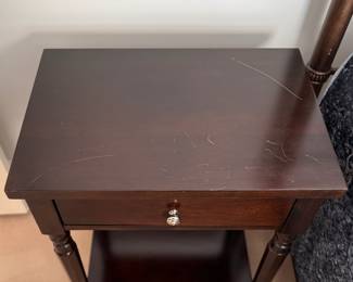 Pair of Martha Stewart Signature for Bernhardt Mahogany Bed Side Tables. Each Measures 26" W x 18" D x 30" H. Photo 2 of 3.