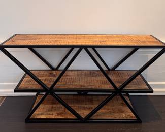 Metal and Reclaimed Wood Tiered Console / Open Bookshelf. Photo 1 of 2.