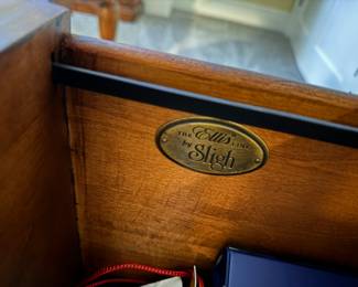 Sligh Furniture Executive Writing Desk with Tooled Leather Top. Measures 65" W x 32" D. Photo 5 of 5.