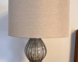 Pair of Mercury Glass Double Gourd Style Table Lamps.