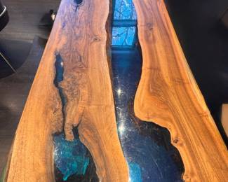 Custom Walnut & Epoxy Resin River Table. Measures 73" W x 30" D with 30" H with 28.5" Clearance. Photo 2 of 2.