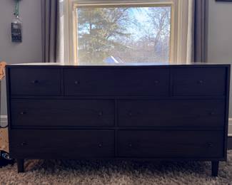 TERRIBLE PICTURE of THIS WONDERFUL Crate & Barrel Gun Metal Grey Wood Bureau. Measures 58" W x 20" D x 31" H. Photo 1 of 4.