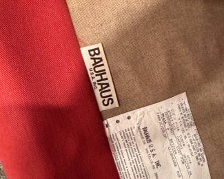 Bauhaus Two-Seat Sofa Upholstered in "Club House Rub" Red Cotton Duck Cloth. Measures 86" W x 36" D. Photo 2 of 2.