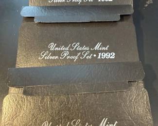 Three US 1992 Mint Silver Proof Sets