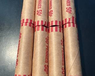 Eight 50c Wheat Penny Rolls