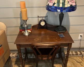 Writing Desk, chair and Tiffany style lamp