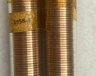 2 Rolls 1958 P “Ruby Red” Pennies 