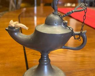 Antique Pewter Finger Lamp