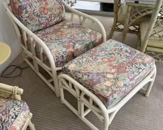 Vintage rattan chair and ottoman.