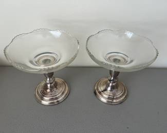 Two Frank M. Whiting & Co. sterling silver and glass compote or candy dishes.