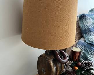 Vintage lamp with block and tackle base.