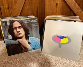 Collection of vinyl LPs.