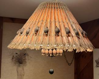 Vintage macrame pendant light.