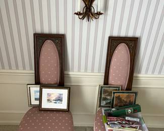 Two of the six chairs to be sold with the dining table.