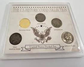 "The U.S. Historic Coins Collection" with 5 Nickel Varieties in Display Holder