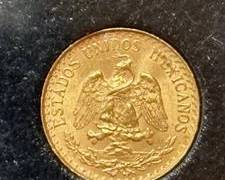 1945 Mexico 2 Peso Gold Coin Uncirculated Condition - .0482 Ounce Actual Gold Weight