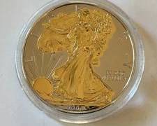 2008 American Silver Eagle with 24k Gold Plating on the Design