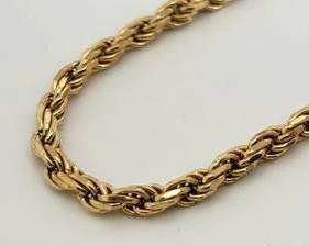 Sterling Silver with Gold Vermeil Classic Rope Style Necklace - 18" (12.4 Grams)