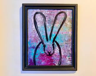 Original Bunny Rabbit Painting After Hunt Slonem