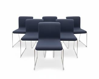 Set of 6 Rare Alain Berteau Mid Century Modern Dining Chairs Designed for Bulo
