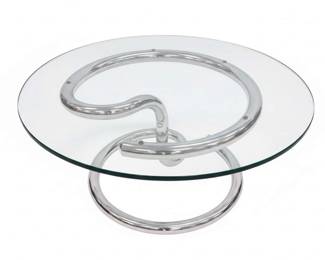 Mid Century Giotto Stoppino Italian Cobra Chrome and Glass Table