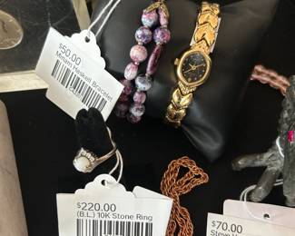 Miriam Haskell Bracelet, (B.L) 10K Stone Ring