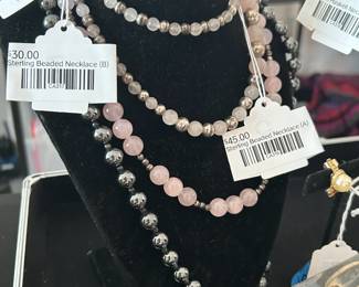 Sterling Beaded Necklace (A), Sterling Beaded Necklace (B)
