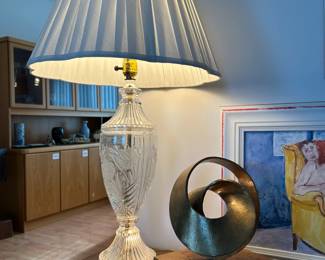 Glass Urn Table Lamp, Framed Art