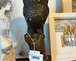 Steve Veresh Bronze Owl Sculpture