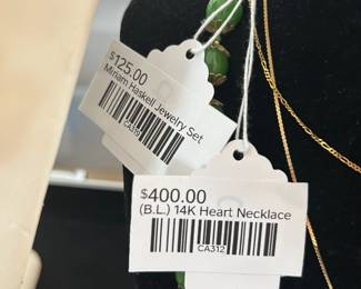 (B.L) 14K Heart Necklace, Miriam Haskell Jewelry Set