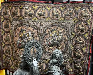 Large Antique Burmese Beaded Kalaga