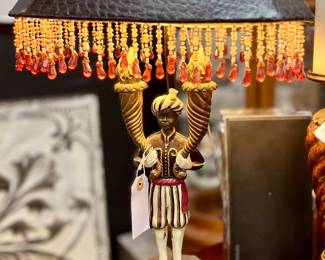 Blackamoore Table Lamp w/Beaded Shade