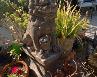 Large Garden Foo Dog with Baby Foo Dog, a Pair