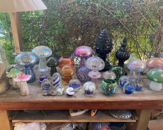 Collection of Glass and Ceramic Mushrooms