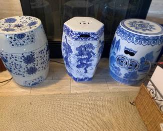 Collection of Blue and White Chinese Garden Stools