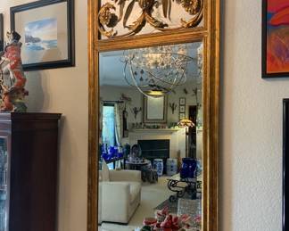 Giltwood Framed Trumeau Mirror in Antique Louis XVI Style