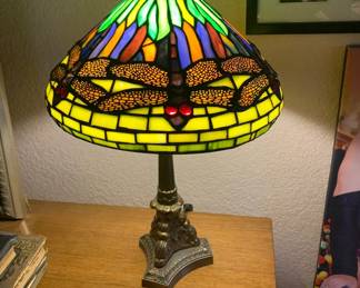 Tiffany Style Dragonfly Table Lamp, One of Six