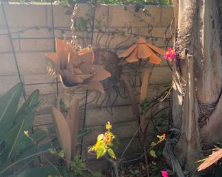 Large Metal Floral Garden Art