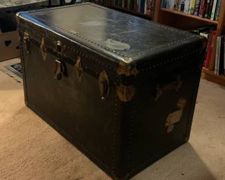 Vintage Black Steamer Trunk