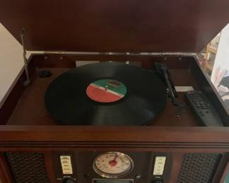 Victrola Nostalgic Aviator Wood 7-in-1 Bluetooth Turntable Entertainment Center