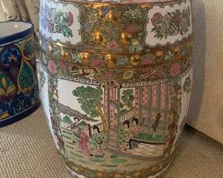 Famille Rose Chinoiserie Medallion Garden Stool